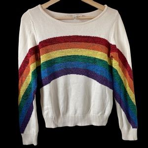 Marc Jacobs ivory cotton blend rainbow glitter sweater, XS 🌈